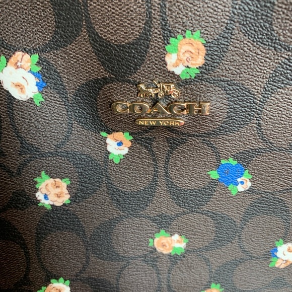 Coach Signature Vntg Rose Tote Brown Black Multicolor Sz 13Lx 11 1/2H x … - Picture 9 of 17